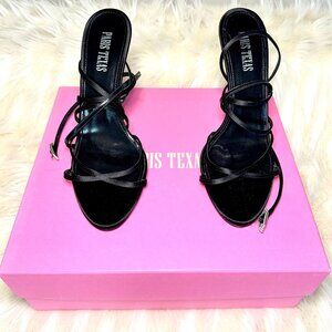 Paris Texas Strappy Satin Sandals in Black – EU Size 40 (Fits Like US 9)